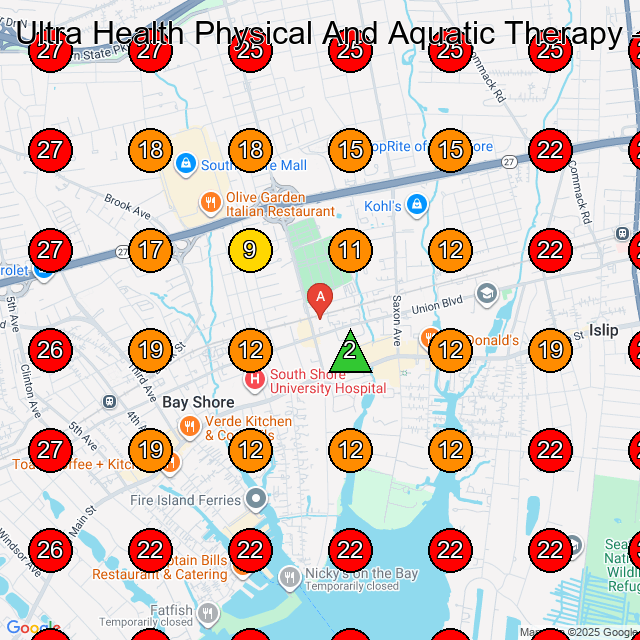 Ultra Health Physical And Aquatic Therapy GeoGrid visibility map for Chiropractor in Bay Shore